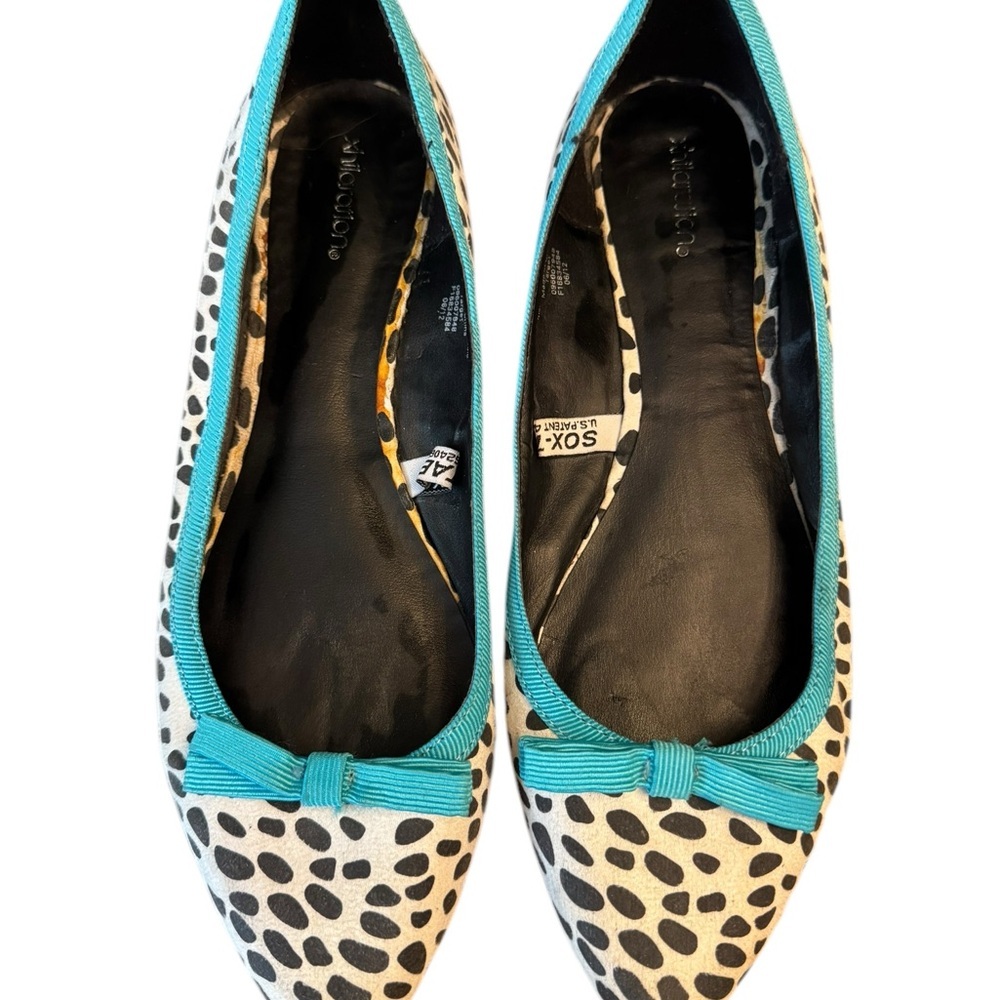 Leopard Print Ballet Flats‎ with Teal Accents - Picture 6 of 8